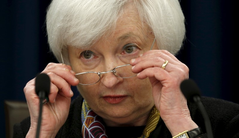 © Reuters. Federal Reserve Chair Janet Yellen holds a press conference in Washington