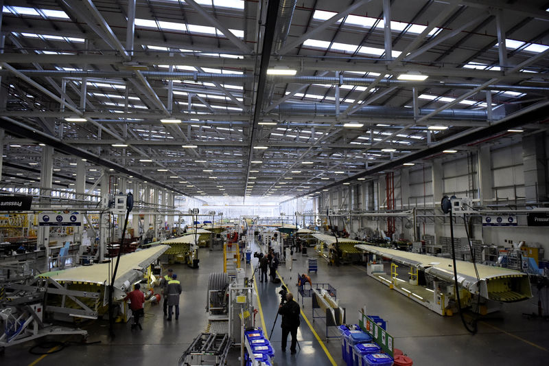 © Reuters. General view inside the Bombardier factory in Belfast