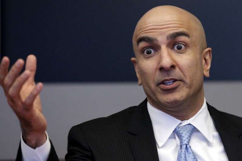 © Reuters. Minneapolis Fed President Neel Kashkari speaks during an interview at Reuters in New York