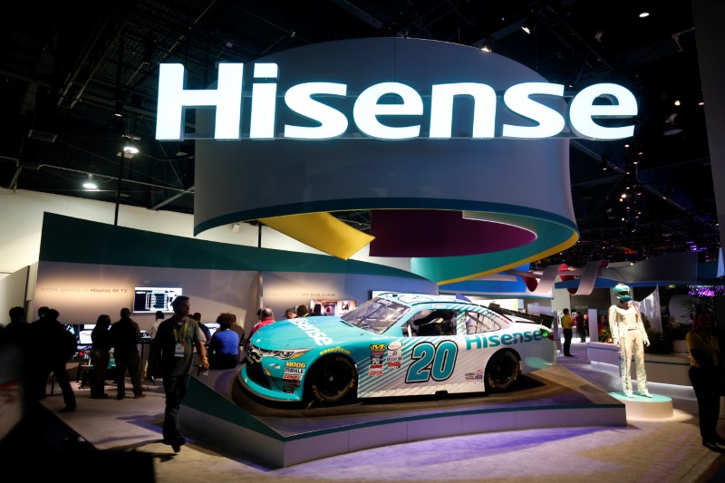 © Reuters. A view of the Hisense booth during the 2017 CES in Las Vegas