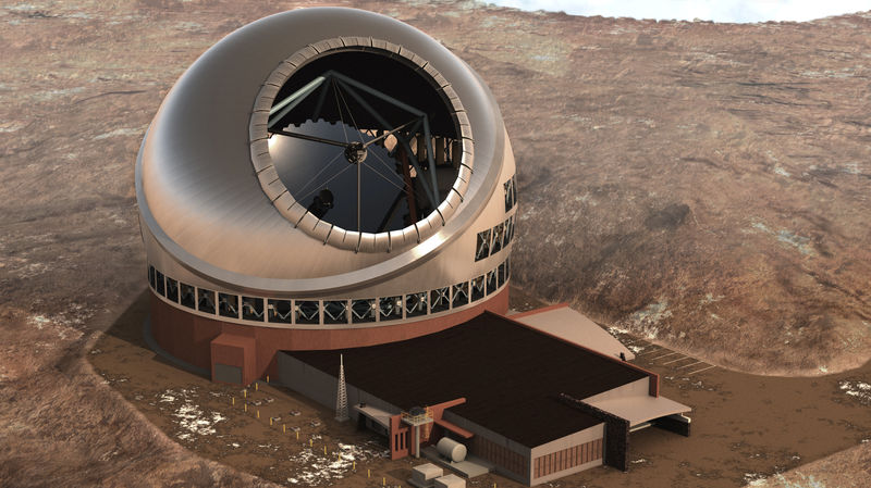 © Reuters. Handout photo of an artist's concept illustrating the TMT Observatory at the proposed site on Mauna Kea, Hawaii