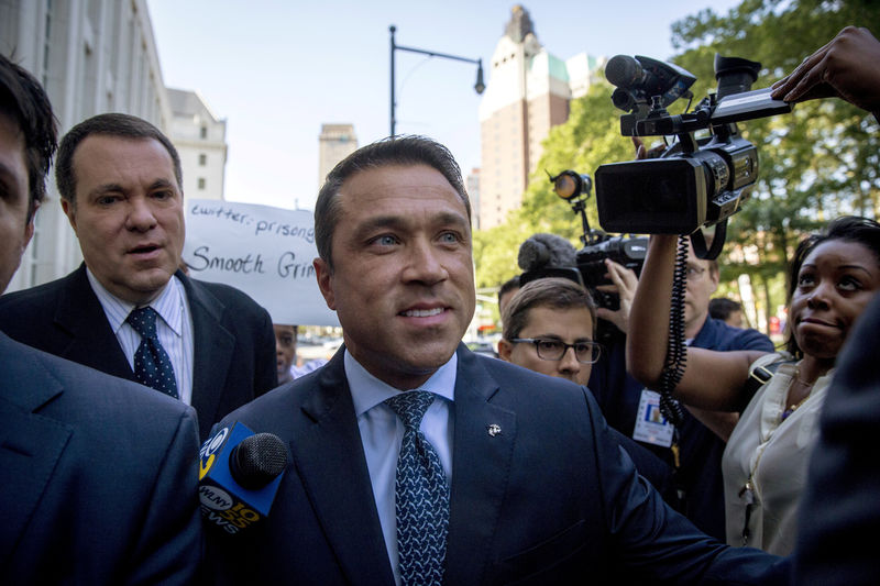 © Reuters. FILE PHOTO: Former U.S. Representative Michael Grimm arrives at the Brooklyn Federal Courthouse in the Brooklyn Borough of New York