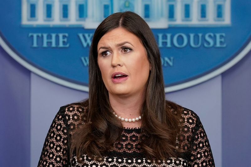 © Reuters. Porta-voz da Casa Branca, Sarah Sanders, em Washington