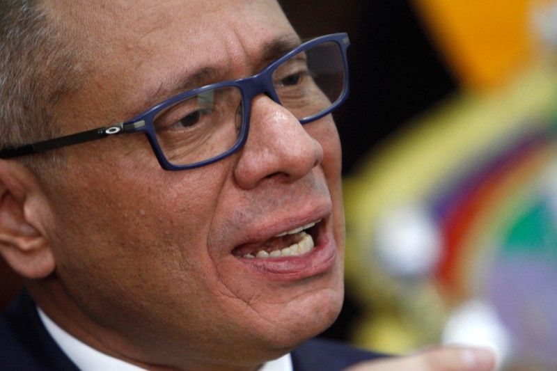 © Reuters. Vice-presidente do Equador, Jorge Glas, durante entrevista com a Reuters, em Quito