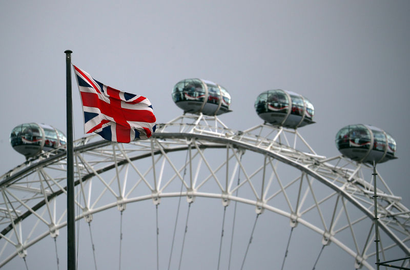 © Reuters. A Union Jack flag flies above the London Eye in London