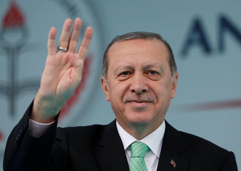 © Reuters. Turkish President Erdogan attends opening ceremony of Recep Tayyip Erdogan Imam Hatip School in Istanbul