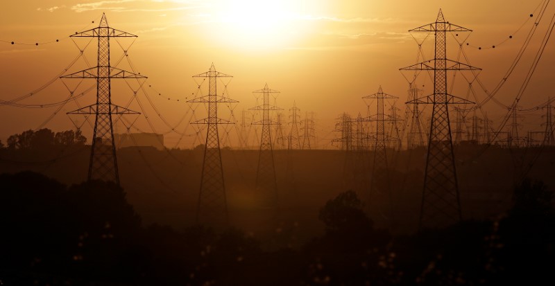 © Reuters. Power lines connecting pylons of high-tension electricity are seen in Montalto Di Castro