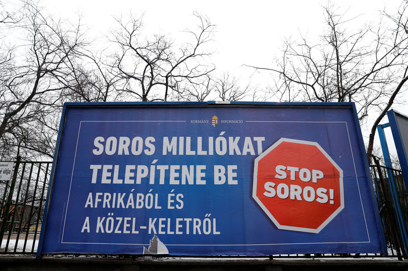 © Reuters. A government billboard is seen in Budapest