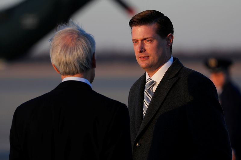 © Reuters. FILE PHOTO - Porter arrives on Air Force One with Trump at Joint Base Andrews, Maryland