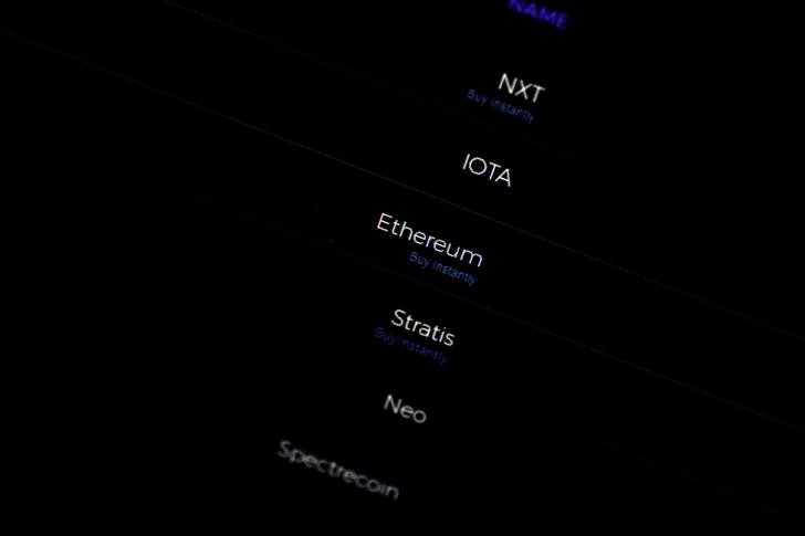 © Reuters. FILE PHOTO: Illustration photo of Cryptocurrencies on a website