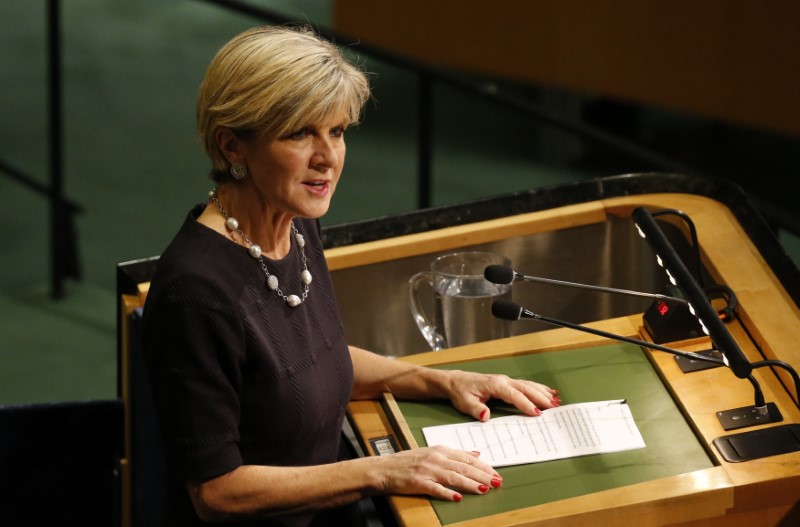 © Reuters. Australian Foreign Minister Bishop addresses the 72nd United Nations General Assembly at U.N. headquarters in New York
