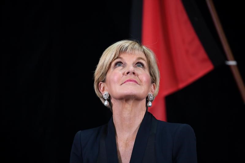 © Reuters. Australian Minister for Foreign Affairs Julie Bishop attends the official launch of the 2017 Foreign Policy White Paper in Canberra
