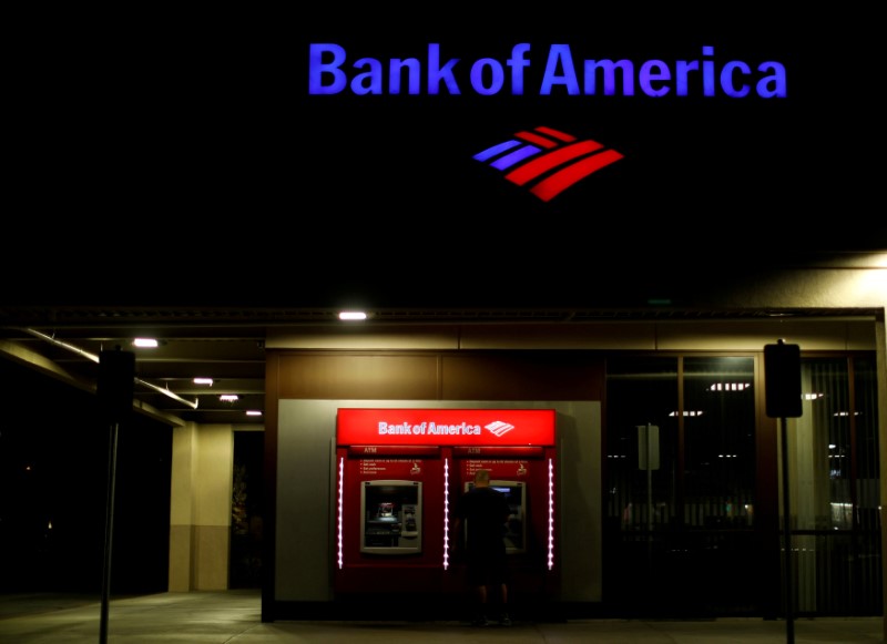 © Reuters. FILE PHOTO: A person uses an ATM at a Bank of America location in Pasadena