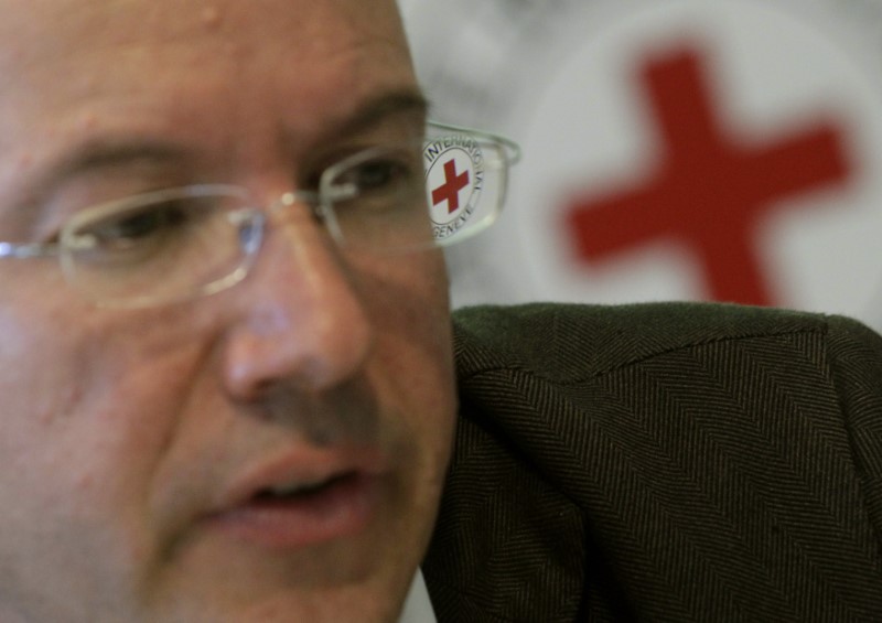 © Reuters. El director general del Comité Internacional de la Cruz Roja, Yves Daccord ,durante una conferencia de prensa en Ginebra.