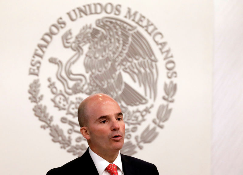 © Reuters. Mexico's Finance Minister Gonzalez Anaya gives a speech during a news conference in Mexico City