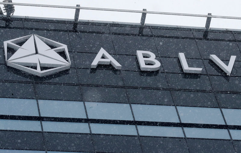 © Reuters. FILE PHOTO: A logo of the ABLV Bank is pictured in Riga