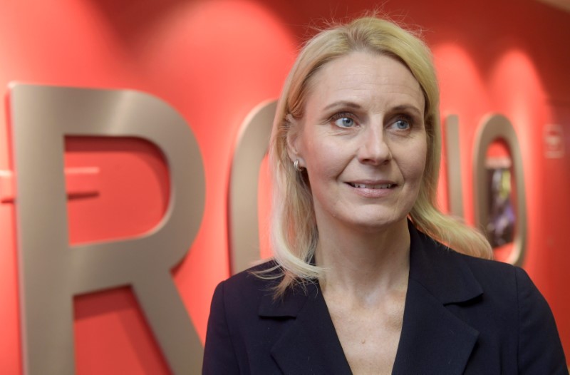 © Reuters. CEO Kati Levoranta of Rovio Entertainment presents the company's full-year results in a press conference in Espoo