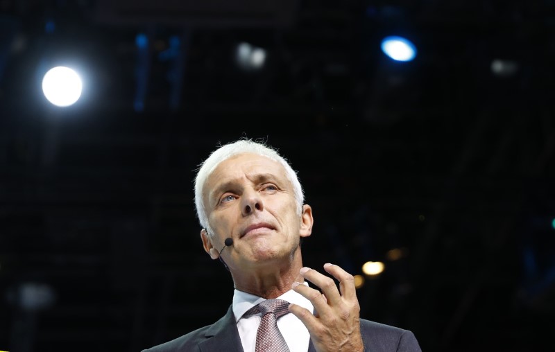 © Reuters. Volkswagen CEO  Mueller attends the opening of the Frankfurt Motor Show