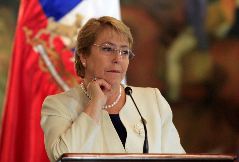 © Reuters. Presidente chilena, Michelle Bachelet, durante coletiva de imprensa em Honduras