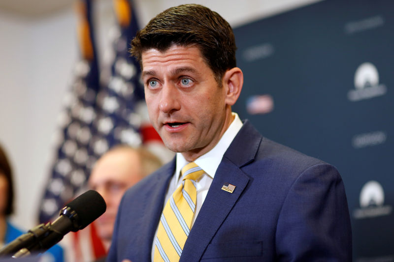 © Reuters. Speaker of the House Paul Ryan (R-WI) speaks to the media after a House Republican conference on Capitol Hill in Washington