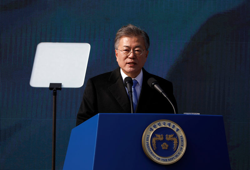 © Reuters. Presidente da Coreia do Sul, Moon Jae-in, durante discurso em Seul