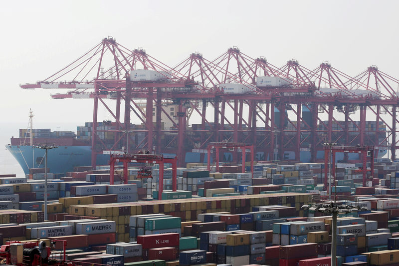 © Reuters. FILE PHOTO:Container ship is seen at the Yangshan Deep Water Port, part of the Shanghai Free Trade Zone, in Shanghai