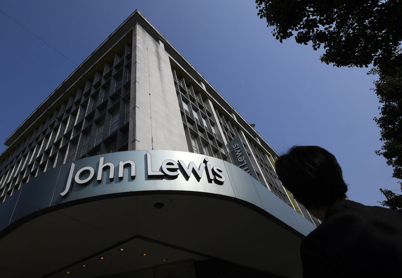 © Reuters. FILE PHOTO: Shoppers pass a branch of John Lewis in London