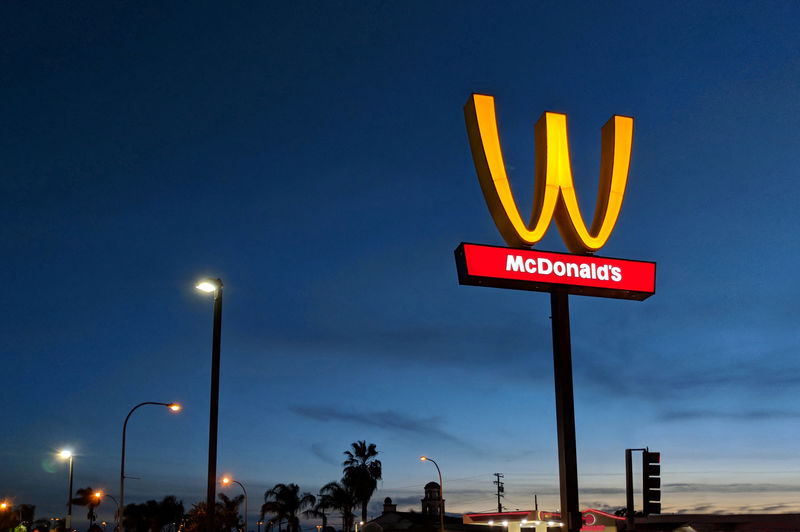 © Reuters. McDonald's 'M' logo is turned upside down in honour of International Women's Day in Lynwood