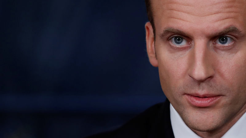 © Reuters. French President Emmanuel Macron addresses the media after the signing of a new law on educational orientation choices for the success of students at the Elysee Palace in Paris