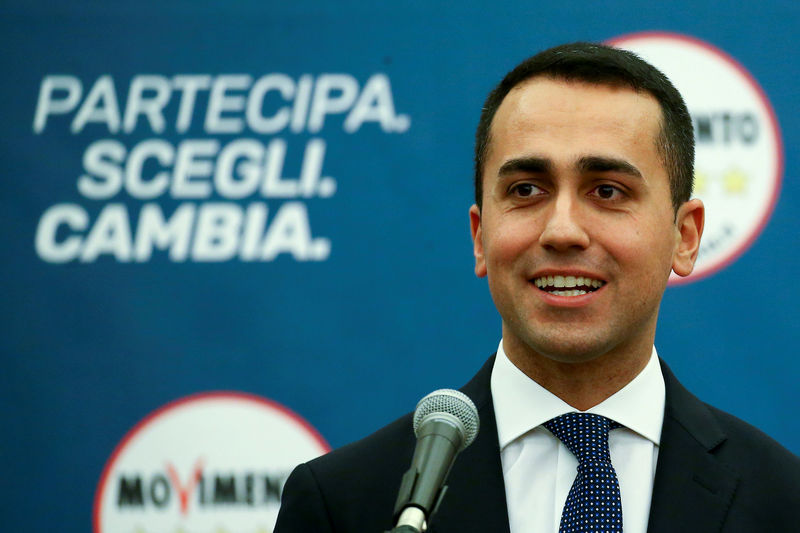 © Reuters. Líder do Movimento 5 Estrelas, Luigi Di Maio, durante coletiva de impresa em Roma, na Itália