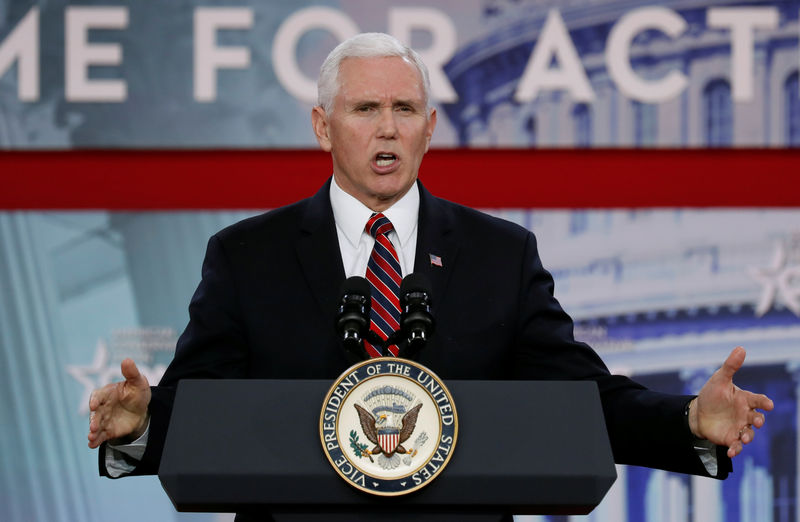 © Reuters. Vice-presidente norte-americano, Mike Pence, durante evento em Maryland, nos Estados Unidos