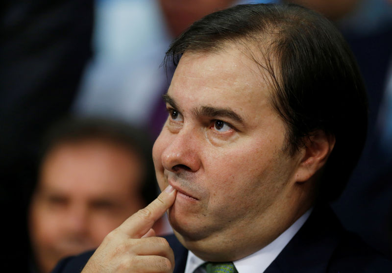 © Reuters. Rodrigo Maia durante cerimônia de lançamento de sua candidatura à Presidência