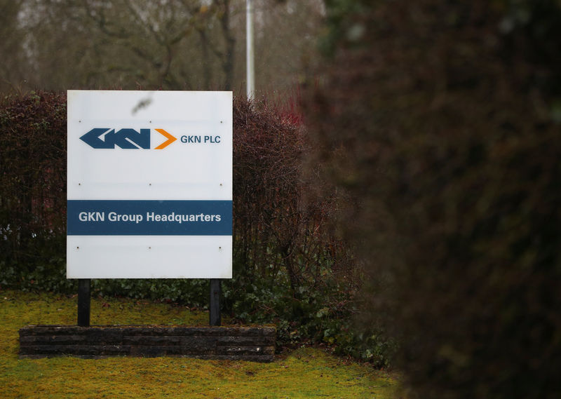© Reuters. Branding is seen outside the headquarters of GKN in Redditch