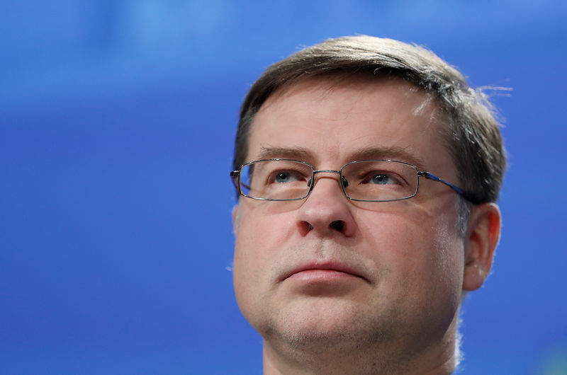 © Reuters. European Commission Vice President Valdis Dombrovskis takes part in a news conference on the capital markets in Brussels