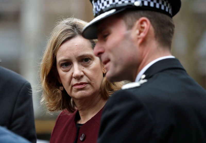 © Reuters. Ministra do Interior britânica, Amber Rudd, em Salisbury, no Reino Unido