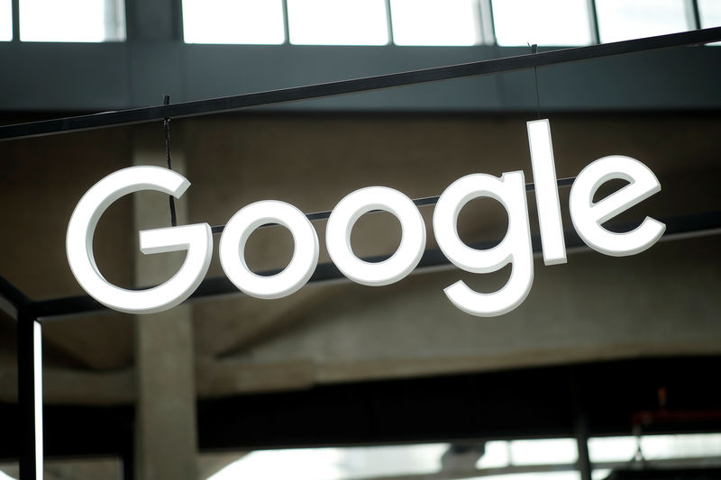 © Reuters. The Google logo is seen at the "Station F" start up campus in Paris