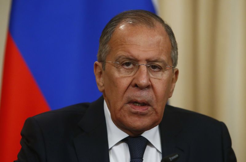 © Reuters. Ministro de Relações Exteriores da Rússia, Sergei Lavrov, durante coletiva de imprensa em Moscou