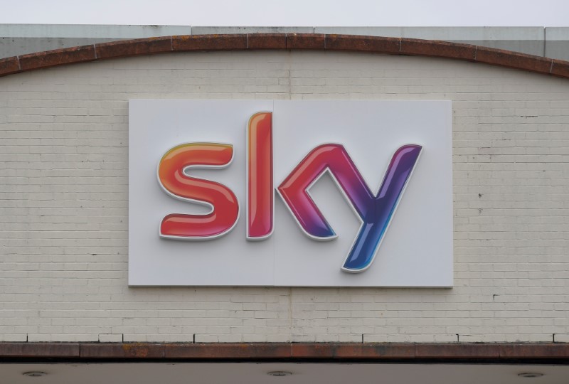 © Reuters. The Sky News logo is seen on the outside of offices and studios in west London
