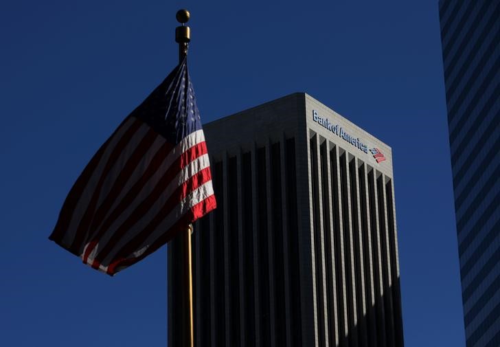 © Reuters. FILE PHOTO - The Bank of America building is shown in down town Los Angeles, California