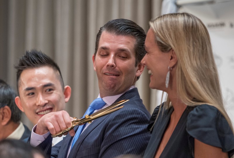 © Reuters. FILE PHOTO: Donald Trump Jr. and his wife Vanessa attend the grand opening of the Trump International Hotel and Tower in Vancouver