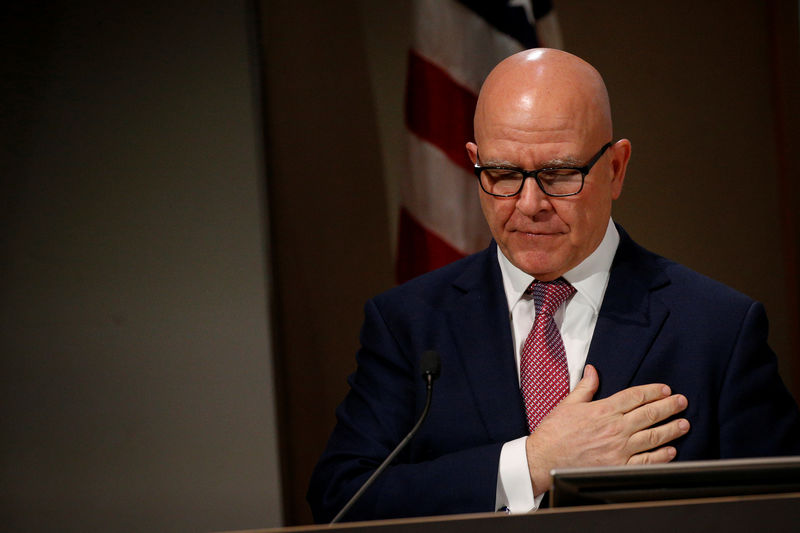 © Reuters. National Security Adviser H.R. McMaster speaks at the at United States Holocaust Memorial Museum in Washington