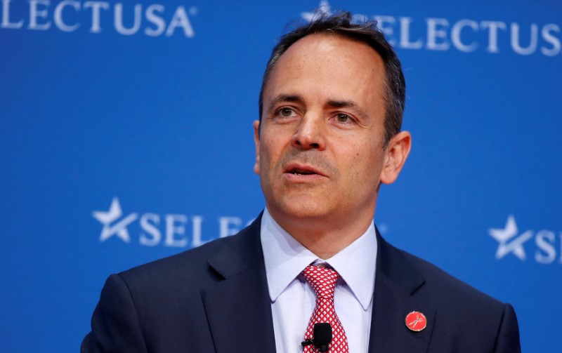 © Reuters. FILE PHOTO: Governor of Kentucky Matt Bevin speaks at 2017 SelectUSA Investment Summit in Oxon Hill, Maryland