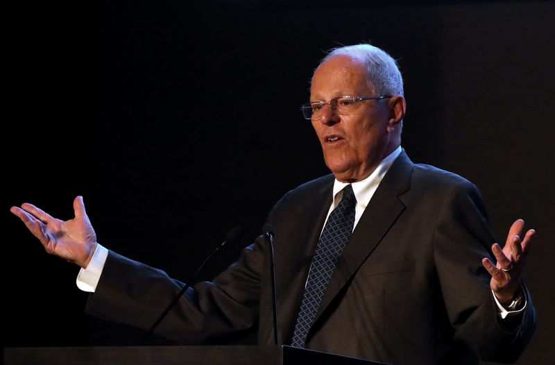 © Reuters. El presidente de Perú, Pedro Pablo Kuczynski, en un evento en Lima