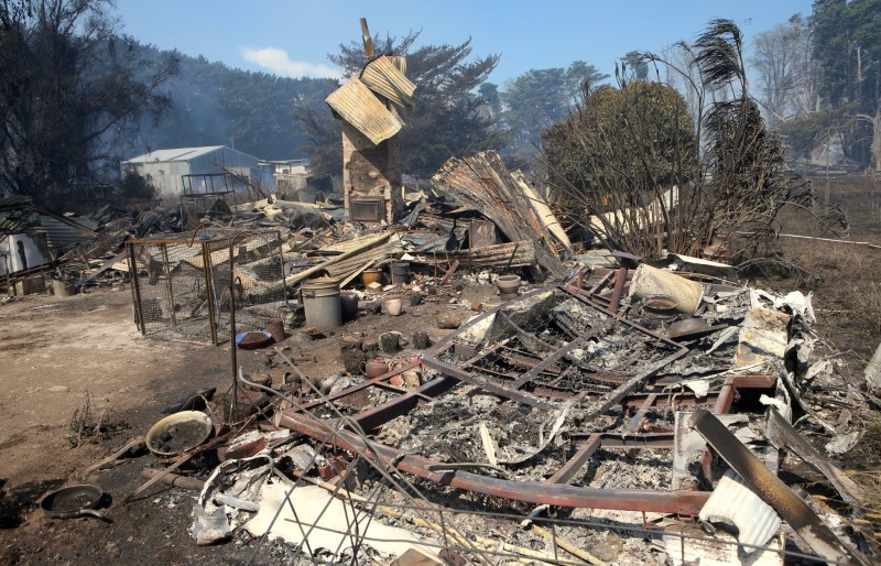 © Reuters. حرائق الغابات تجبر السكان على الفرار في ولاية فيكتوريا باستراليا