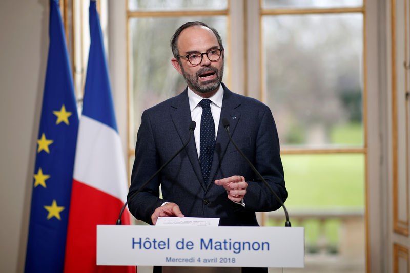 © Reuters. Primeiro-ministro da França, Édouard Philippe, durante coletiva de imprensa em Paris