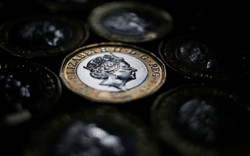 © Reuters. Pound coins are seen in the photo illustration taken in Manchester, Britain