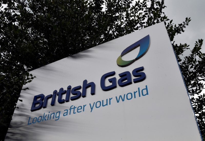 © Reuters. FILE PHOTO: A British Gas sign is seen outside its offices in Staines in southern England