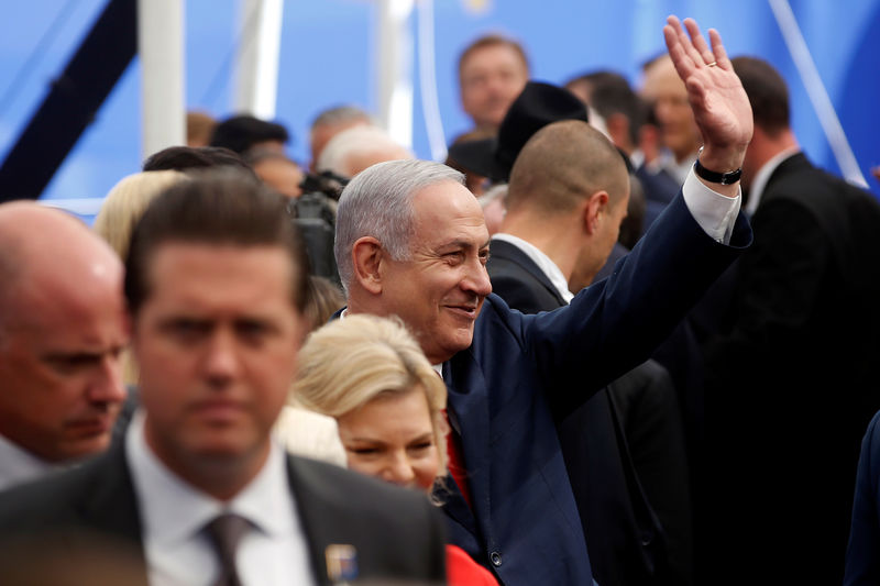 © Reuters. O primeiro-ministro de Israel, Benjamin Netanyahu, chega à cerimônia de inauguração da nova embaixada dos Estados Unidos em Jerusalém