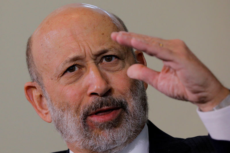 © Reuters. FILE PHOTO: Blankfein, CEO of Goldman Sachs, speaks at the Boston College Chief Executives Club in Boston