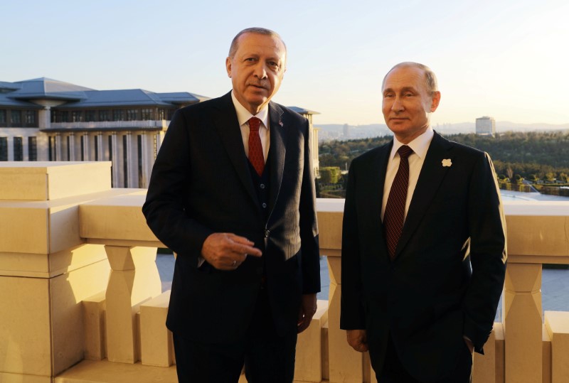 © Reuters. الكرملين: بوتين وإردوغان يعبران عن "قلق عميق" بشأن القتلى والجرحى في غزة